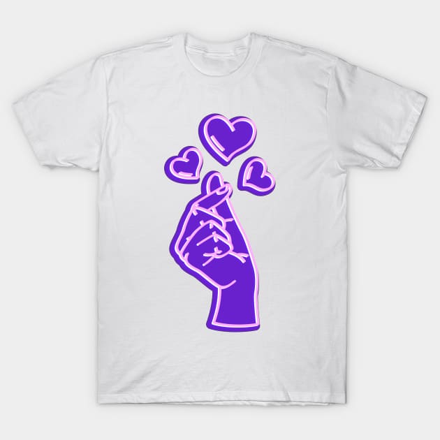 Korean finger hearts 💕 🫰🫰 T-Shirt by Heawonshop